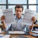 Dirigeant examinant des documents financiers dans un bureau moderne lumineux, illustrant le choix entre salaire et dividendes.